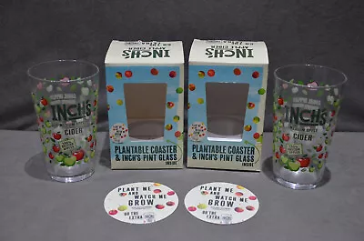 Buy 2x Inch's Apple Cider One Pint 20oz Glass M22 + 2x Plantable Coaster DAMAGED BOX • 14.99£