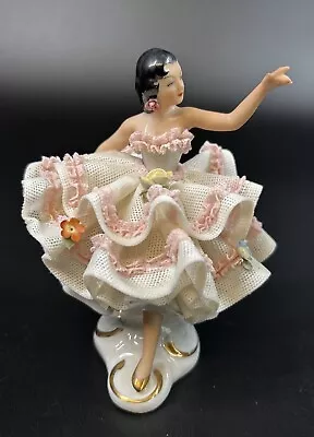 Buy Dresden Germany Porcelain Lace Lady Ballerina Figurine CROWN N Western Germany • 113.62£