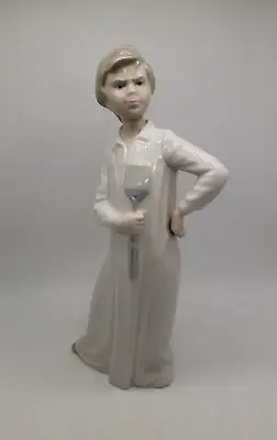 Buy Nao By Lladro Retired Figurine,'Boy With Fly Swat' Dated 1970 And 1982 - 29cm • 9.99£