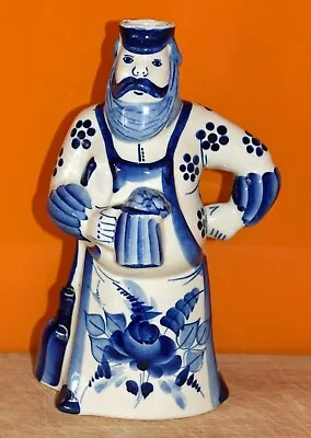 Buy Gzhel USSR Blue / White Pottery Man Vodka Decanter 22cms High • 10£