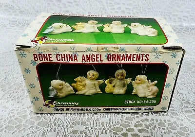 Buy Vintage Bone China Angel Ornaments Christmas Set Of 4 New In Box • 11.43£