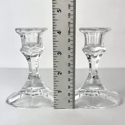 Buy LIBBEY CANDLESTICK HOLDERS PAIR Vintage Crystal Glass Matching Taper Candles • 28.76£