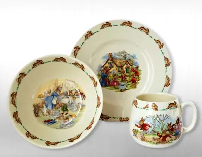 Buy Vintage Royal Doulton Stoke-On-Trent Bunnykins Child's Plate Bowl & Cup 3pc Set • 33.61£