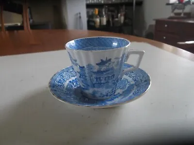Buy Antique Blue & White Willow Pattern Cup & Saucer • 15£