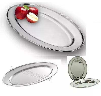 Buy Oval Platter Stainless Steel Serving Tray Meat Salad Buffet Sandwich Snack Dish • 4.95£