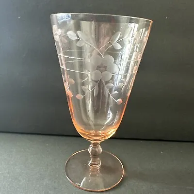 Buy Blush Pink Floral Etching Short Stem Champagne Wine Glass Water Tumbler Paneled • 15.34£