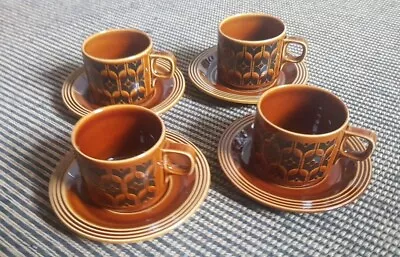Buy Set Of 4 Hornsea Brown Pottery Cups And Saucers - Heirloom + Extra Saucer • 14£