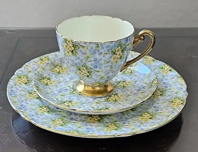 Buy Shelley England Primrose Chintz Tea Cup, Saucer, Dessert Plate Set Ripon Shape • 119.88£