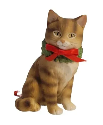 Buy Vintage Schmid Cat W/ Christmas Wreath Collar 3  Ornament Gorgon Fraser 1985 EUC • 15.32£