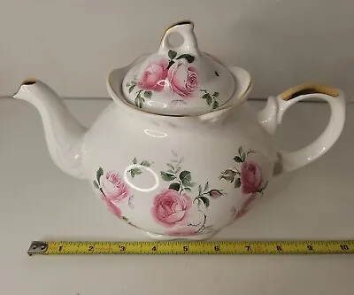 Buy Vintage Arthur Wood & Son Staffordshire England Teapot Pink Roses 10  Wide 40oz • 20.74£