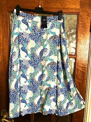 Buy BNWT MARKS & SPENCER WILLOW POTTERY &TURQUOISE 'BLUE MIX' PRINT Skirt 12 W30/31  • 5£