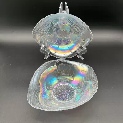 Buy Vintage Clear Iridescent Glass Bowls - Set Of 2, Dinnerware, Serving, Tableware • 24.11£