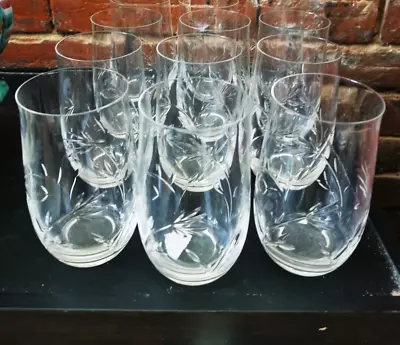 Buy Vintage Crystal Acid Etched Water Glasses, 1930 1940s Possibly Iittala Set Of 10 • 75£