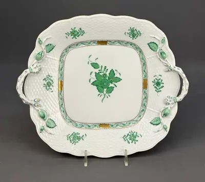 Buy Herend CHINESE BOUQUET GREEN 11 1/4  Square Handled Cake Plate  #430/AV: MINT • 237.08£