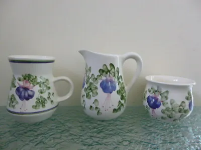 Buy Cinque Ports Pottery The Monastery Rye Jug , Bowl & Mug Fuschia Floral Pattern • 24.99£