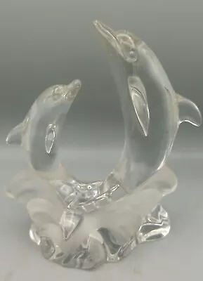 Buy Lenox Fine Crystal Glass Pair Of Dolphins Figurine VGC Height 18cm • 8.99£