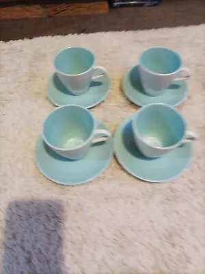 Buy Twintone Poole Pottery Ice Green And Seagull 4 X  Coffee Tea Cups & Saucers  • 5£