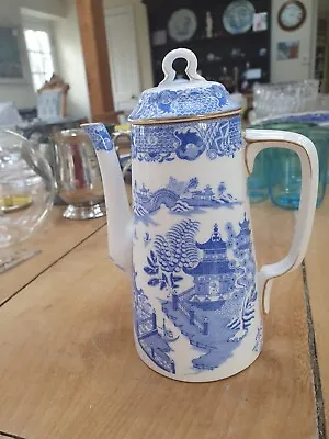 Buy Royal Worcester Brilliant Blue Willow Pattern Coffee Pot B389 • 8£