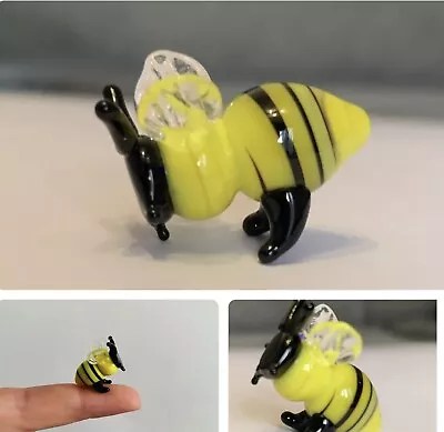Buy Tiny Handmade Yellow & Black Bee Lampwork Glass Animal • 4.29£