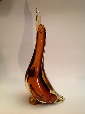 Buy Murano Sommerso - Tall Glass PENGUIN - Amber Clear • 213.12£