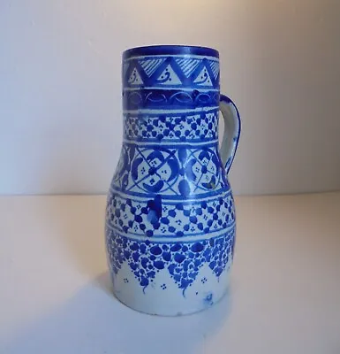 Buy Antique Blue And White North African Islamic Pottery Handled Vessel • 55£