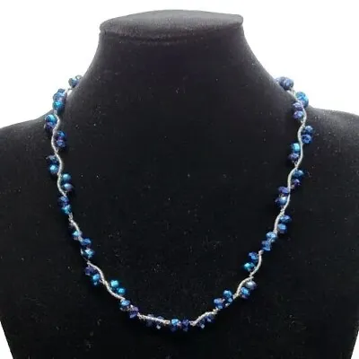 Buy Pretty Vintage Blue Colour Crystal Rhinestones Beads Strong Magnetic Chain  • 5£