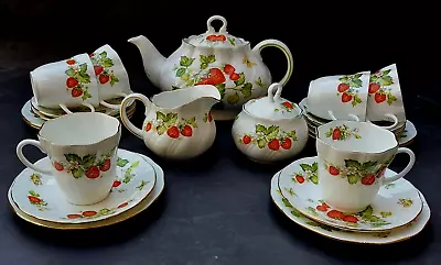 Buy Bone China Queens China Virginia Strawberry 21 Piece Teaset Including Teapot • 100£