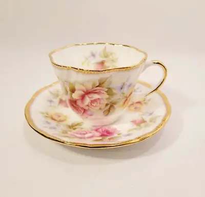 Buy Queen's Fine Bone China English Charm Saucer/tea Cup Gold Scalloped Vintage • 21.10£