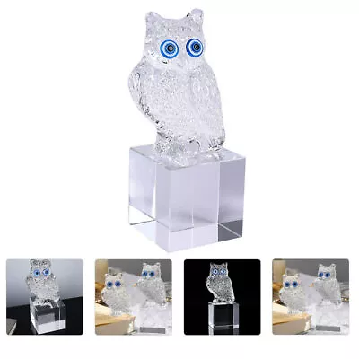Buy Crystal Owl Miniature Hand Blown Glass Bird Figurine Collectible-SC • 20.25£