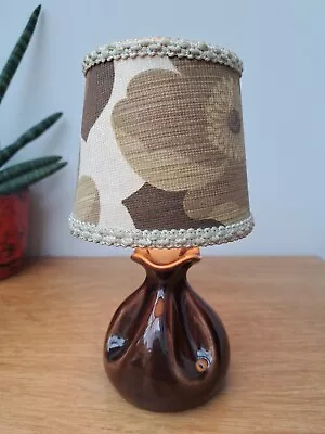 Buy Vintage Mid Century 60s 70s Holkham Pottery Small Brown Table Lamp + Shade  • 25£