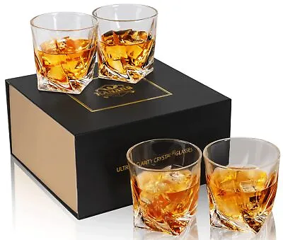 Buy KANARS Whiskey Glasses Set Of 4 10 Oz Crystal Old Fashioned Cocktail Glass In... • 51.66£