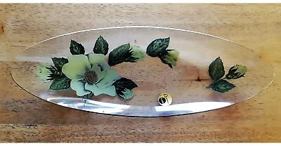 Buy Vintage Chance Floral Design Long Boat Glass Platter - New In Box • 8.99£