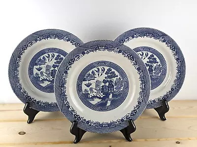 Buy Barratt's Of Staffordshire England Set Of 3 Blue Willow 10  Dinner Plates • 37.40£