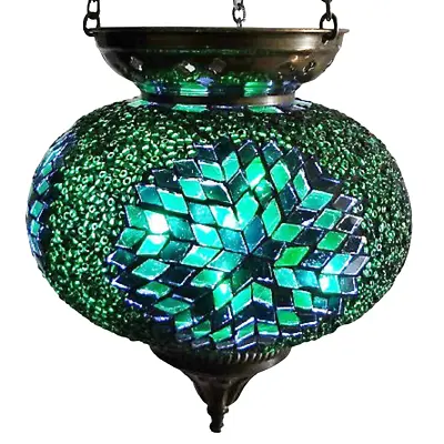 Buy Crushed Glass Large Turkish Moroccan Mosaic Hanging Candle Holder Hand Made Lamp • 38.99£
