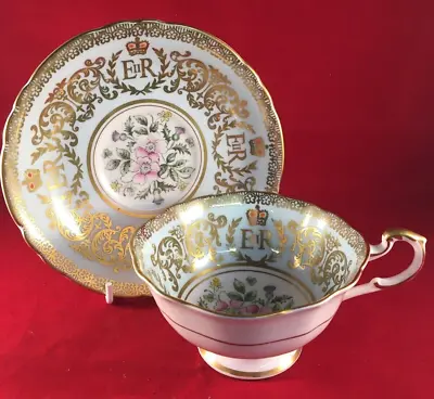 Buy Paragon Commemorative Queen Elizabeth II Coronation A.1455 Tea Cup & Saucer Duo • 14.99£