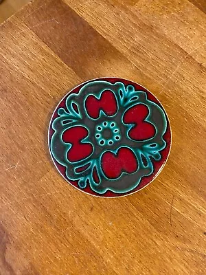Buy Vintage Jersey Pottery Green & Red Patterned Coaster / Drinks Mat – Retro! – • 4.99£