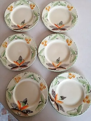 Buy 6 Vintage Art Deco Myott Hand Painted Tea Plates • 5.99£