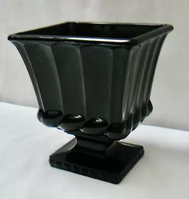 Buy Vintage Black Amethyst Glass Pedestal Planter Vase Grecian Style 6  • 14.34£