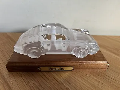 Buy Vintage Porsche 911 Lead Crystal Glass Ornament / Paperweight With Wooden Stand • 24.95£