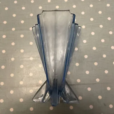 Buy Vintage Art Deco Era Frosted Blue Glass Vase Retro Collectable See Listing • 12£