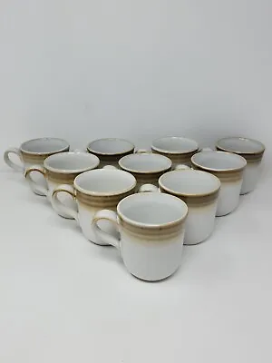 Buy Set Of 10 Noritake Fanfare Brown Tan Winter White Stoneware Coffee Mugs Japan • 56.82£