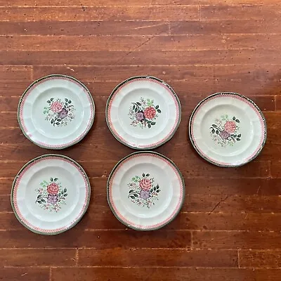 Buy VINTAGE 1657 Adams England Hand Painted Plates Calyx Ware 9 Inches Set Of 5 • 94.87£