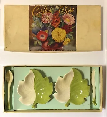 Buy Vintage 1960’s Carlton Ware Butter Dishes Knife Spoon Green/Cream 2361 Australia • 32.49£