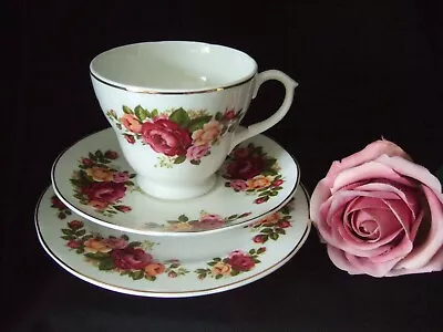 Buy Vintage Mayfair Bone China Teacup, Saucer & Plate Trio Roses Design • 4.75£