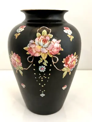 Buy Vintage Devon Ware S F & Co Urn Vase Floral 8  Black Floral WYE (have 2) • 48.04£