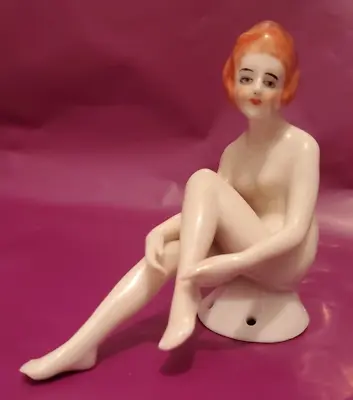 Buy Art Deco Nude BATHING BEAUTY Half Doll Head Pincushion Doll Making Parts Redhead • 332.05£