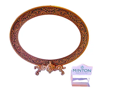 Buy Minton Black Grandee Pattern Oval Serving Platter / Meat Plate 34.5cm X 27cm • 45£