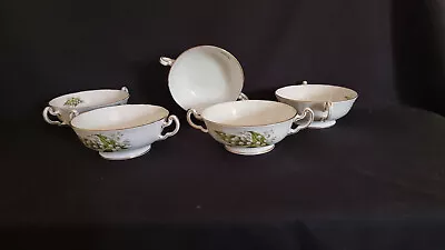 Buy Vintage Adderley England Fine Bone China Set Of Five Twin Handle Soup Bowls 1950 • 53.74£