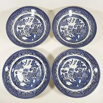 Buy 4 Churchill England Blue Willow Coupe Soup Bowl Set 8  Pasta Cereal Salad Lot EX • 39.84£