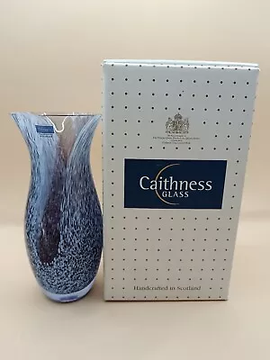 Buy Vintage Caithness Glass Handcrafted In Scotland Blue Vase 14cm Tall • 23£